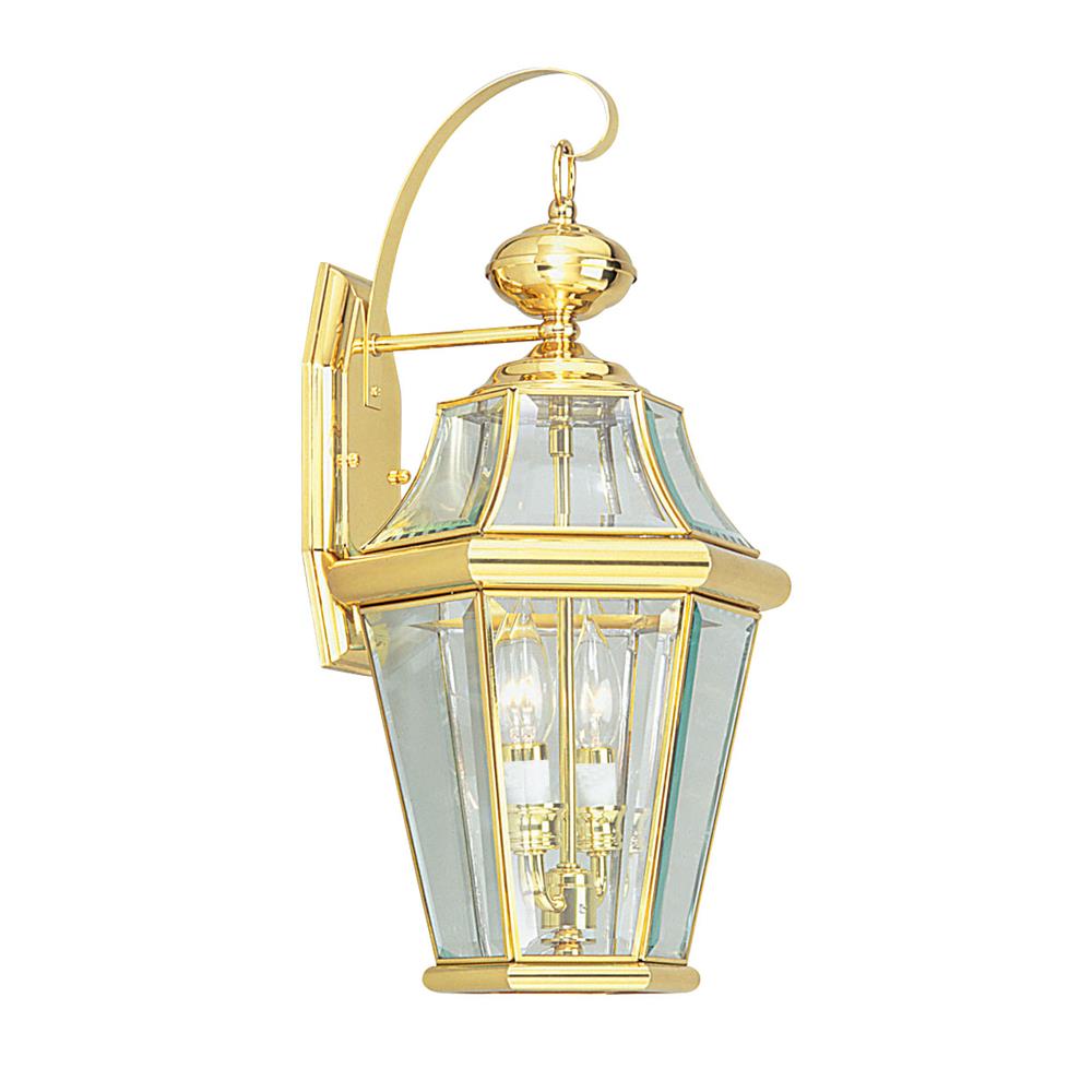 Livex Lighting 2261-02 Georgetown Outdoor Wall Lantern in Polished Brass 